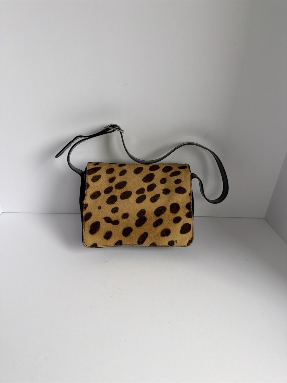 Vintage Dolce & Gabbana Leopard Pony Hair Shoulder Bag Y2K Made in Italy